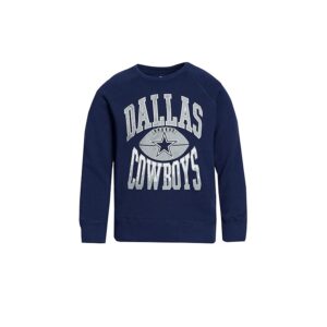 Junk Food Clothing Kids NFL Dallas Cowboys Hot Route Raglan Fleece (Little Kid/Big Kid) Kid's Sweatshirt True Navy: XL (12-14 Big Kid)