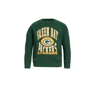 Junk Food Clothing Kids NFL Green Bay Packers Hot Route Raglan Fleece (Little Kid/Big Kid) Kid's Sweatshirt Hunter: LG (10-11 Big Kid)