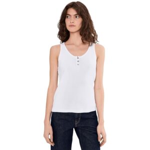 Michael Stars Brandy Henley Tank Women's Clothing White: One Size (US 0-12)