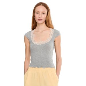 Free People Oh My Darling Tee Women's Clothing Heather Grey: MD (Women's 8-10)