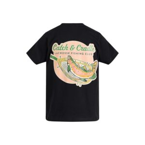 ChalkTalk SPORTS Guys Lacrosse Short Sleeve T-Shirt - Catch and Cradle (Little Kid/Big Kid) Men's T Shirt Black: SM (Little Kid)