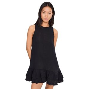 Michael Stars Dhaliah Ruffle Mini Dress Women's Dress Black: SM (US 4-6)