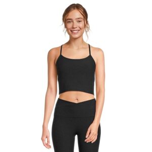 Beyond Yoga Spacedye Slim Racerback Cropped Tank Women's Clothing Darkest Night: XS