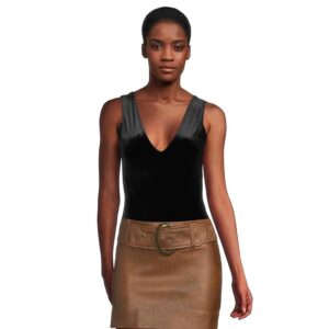 Commando Velvet Deep-V Bodysuit Women's Jumpsuit & Rompers One Piece Black: XL (14-16)