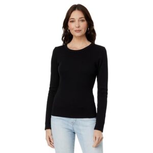 Michael Stars Zola Long Sleeve Crew Tee Women's Clothing Black: XL (US 10-12)