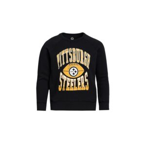 Junk Food Clothing Kids NFL Pittsburgh Steelers Hot Route Raglan Fleece (Little Kid/Big Kid) Kid's Sweatshirt True Black: XS (4-5 Little Kid)