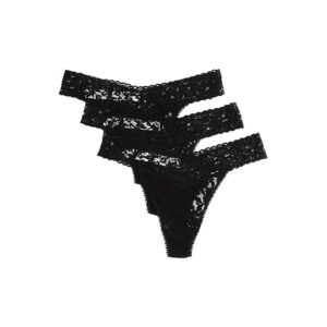 Hanky Panky 3-Pack Original Rise Thong Women's Underwear Black: One Size