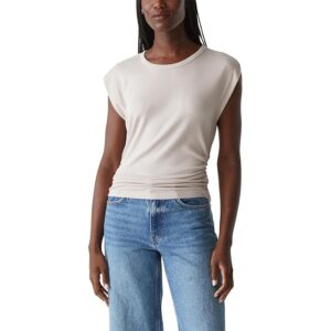 Michael Stars Joni Crew Neck Power Shoulder Top Women's Clothing Cement: SM (US 4-6)