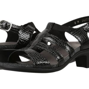 SAS Allegro Heeled Comfort Sandal Women's Shoes Black Croc: 7 N - Narrow (AA)