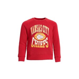 Junk Food Clothing Kids NFL Kansas City Chiefs Hot Route Raglan Fleece (Little Kid/Big Kid) Kid's Sweatshirt Licorice: XL (12-14 Big Kid)
