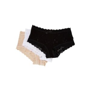 Hanky Panky Signature Lace Boyshorts 3-Pack Women's Underwear Black/White/Chai: LG