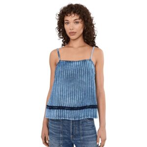 Michael Stars Bella Square Neck Tank Women's Clothing Indigo Stripe: SM (US 4-6)