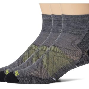 Smartwool Run Zero Cushion Ankle Socks 3-Pack Men's Crew Cut Socks Shoes Medium Gray: MD (Men's Shoe 6-8.5)
