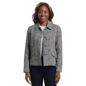 Elliott Lauren Power Play - Button Closure Herringbone Jacket with Flap Pockets Detail Women's Jacket Grey Multi: 8