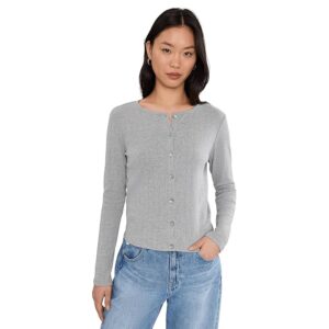 Michael Stars Mackenzie Crew Neck Cardigan Women's Clothing Heather Grey: SM (US 4-6)