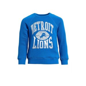 Junk Food Clothing Kids NFL Detroit Lions Hot Route Raglan Fleece (Little Kid/Big Kid) Kid's Sweatshirt Lions Blue: LG (10-11 Big Kid)