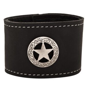 Engraved Star Leather Cuff Bracelet