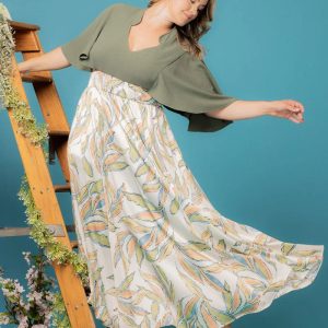 Avisa A-Line Evening Gown - Sale! - Artful Leaves / 0X (10-12)