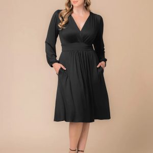 Diana Long Sleeve Midi Dress - Black Noir / 0X (10-12)