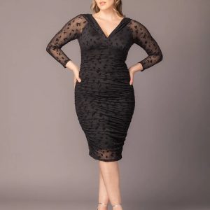 Betsey Ruched Dress - Sale! - Onyx Flocked Florals / 0X (10-12)
