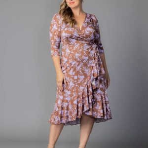 Flirty Flounce Wrap Dress - Sale! - Lavender Florals / 0X (10-12)