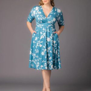Gabriella Dress - Aqua Blooms / 0X (10-12)