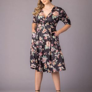 Gabriella Dress - Sale! - Black Floral Motif / 0X (10-12)