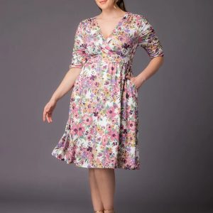 Gabriella Dress - Sale! - Mauve Watercolor Bouquet / 0X (10-12)