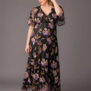 Embroidered Elegance Evening Gown - Purple Iris / 0X (10-12)