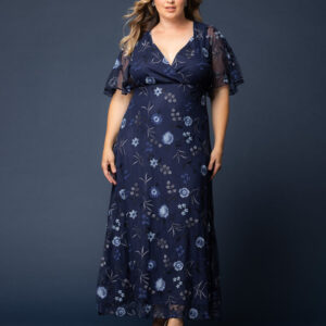 Embroidered Elegance Evening Gown - Twilight Blooms / 0X (10-12)