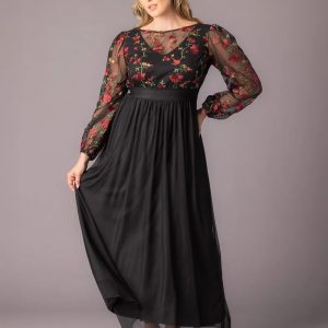 Eternal Embroidered Bodice Evening Gown - Floral Flare / 0X (10-12)