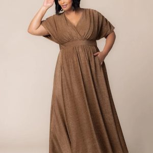 Geneva Sparkling Evening Gown - Mocha Sparkle / 0X (10-12)
