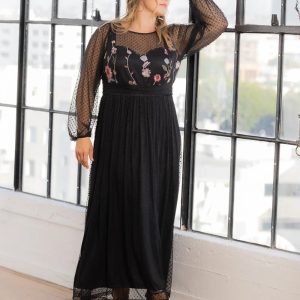 Mystique Mixed Media Evening Gown - Sale! - Bordeaux Blooms / 0X (10-12)