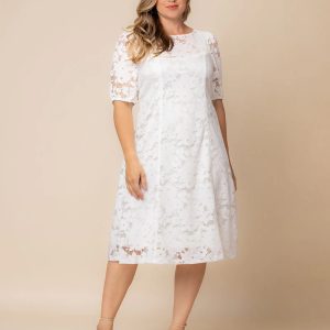 Emma Lace Shift Dress - White / 0X (10-12)