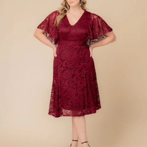 Camille Lace Cocktail Dress - Sale! - Burgundy Wine / 0X (10-12)