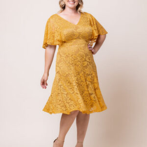 Camille Lace Cocktail Dress - Sale! - Goldenrod / 0X (10-12)
