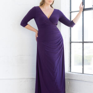 Gala Glam Evening Gown with Sleeves - Sale! - Imperial Plum / 0X (10-12)