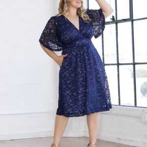 Starry Sequined Lace Cocktail Dress - Nocturnal Navy Sequins / 0X (10-12)