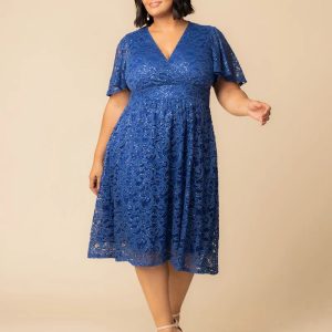 Starry Sequined Lace Cocktail Dress - Sale! - Sapphire / 0X (10-12)
