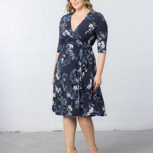 Signature Print Wrap Dress - French Blue Garden / 0X (10-12)