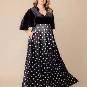 Radiant Opulence Evening Gown  Sale! - Black Polka Dot / 0X (10-12)