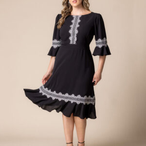 Villa Lace Trim Cocktail Dress - Sale! - Black Noir / 0X (10-12)