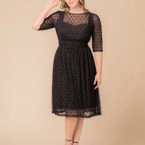 Vita Midi Cocktail Dress - Noir Dot / 0X (10-12)