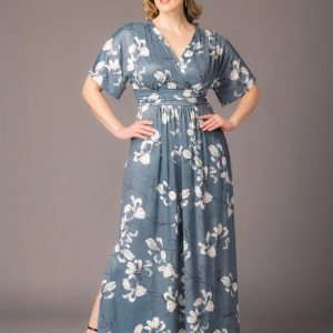 Vienna Maxi Dress - Grey Lily Print / 0X (10-12)