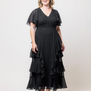 Tour de Flounce Chiffon Evening Gown - Sale! - Onyx / 0X (10-12)
