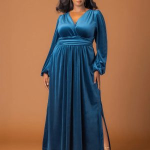 Vivienne Velvet Evening Gown - Sale! - Teal Topaz / 0X (10-12)