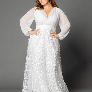 Enchanted Garden Long Sleeve Wedding Gown - Ivory Blossoms / 0X (10-12)