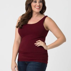 Plus Size Scoopneck Tank by Skinnytees - Cranberry / ONE
