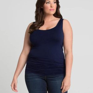 Plus Size Scoopneck Tank by Skinnytees - Navy Blue / ONE