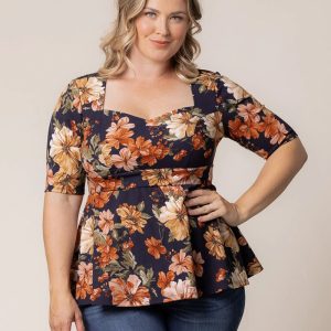 Posh Peplum Top - Sale! - Autumn Garden / 0X (10-12)